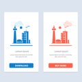 Building, Canada, City, Famous City, Toronto Blue and Red Download and Buy Now web Widget Card Template