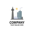 Building, Canada, City, Famous City, Toronto Business Logo Template. Flat Color