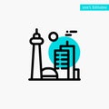 Building, Canada, City, Famous City, Toronto turquoise highlight circle point Vector icon