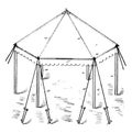 Building Canopy protection from the weather vintage engraving