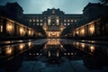 building, captured in a wide-angle shot, stands as a symbol of authority and governance.