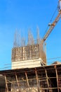 Building cement pillar in construction site with blue sky Royalty Free Stock Photo