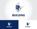 building check logo creative city skyline apartment