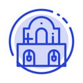 Building, Christmas, Church, Easter Blue Dotted Line Line Icon