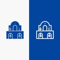 Building, Christmas, Church, Easter Line and Glyph Solid icon Blue banner Line and Glyph Solid icon Blue banner