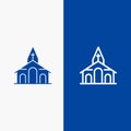 Building, Christmas, Church, Spring Line and Glyph Solid icon Blue banner Line and Glyph Solid icon Blue banner