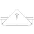 Building Church Cross Roof Outline Simple Design