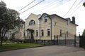 Building of church utensils showroom in Krasnoy Armii prospect. Cloudy summer view.