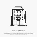 Building, City, Dormitory, Hostel, Hotel Line Icon Vector