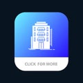 Building, City, Dormitory, Hostel, Hotel Mobile App Button. Android and IOS Glyph Version