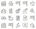building, city, house set vector icons. Real estate icon set. Simple Set of Real Estate Related Vector Line Icons. Contains such Royalty Free Stock Photo