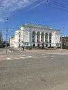 The building of the city theater. Culture and art. Architectural heritage. The streets of the big city.