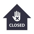 Building closed icon. stop hand gesture. Royalty Free Stock Photo