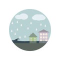 building, cloud, disaster, tsunami color icon. Element of global warming illustration. Signs and symbols collection icon for websi