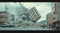 Building Collapse During Earthquake with Emergency Response Royalty Free Stock Photo