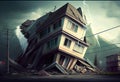 The building collapses after the earthquake. AI Generated