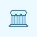 building with columns field outline icon. Element of 2 color simple icon. Thin line icon for website design and development, app Royalty Free Stock Photo