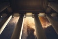 Government Building Columns in a storm