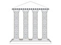 Building with columns. Paper building. Column. Doric, Roman style.