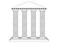 Building with columns. Paper building. Column. Doric, Roman style.