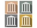 Building with columns. Set of icons in a flat style. Column. Doric, Roman style. Royalty Free Stock Photo