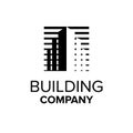 Building company logo. Property symbol. Abstract building illustration. Black real estate logo template