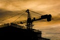 Building and Construction Crane during golden hour bright