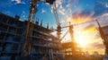 The building construction cranes.AI generated image Royalty Free Stock Photo
