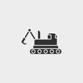 Building, construction, excavator, icon, flat illustration isolated vector sign symbol - construction tools icon vector black - Royalty Free Stock Photo