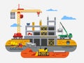 Building Construction Flat Design Vector Concept Royalty Free Stock Photo