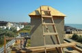 Building construction house roof smoke stack chimney Royalty Free Stock Photo