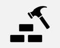 Building Construction Icon Hammer Brick Bricks Build Construct Repair Renovate Remodel Demolish Shape Line Sign Symbol EPS Vector Royalty Free Stock Photo