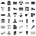 Building construction icons set, simple style Royalty Free Stock Photo