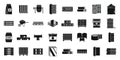 Building construction materials icons set, simple style