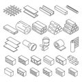 Building construction materials for repair isometric vector icons Royalty Free Stock Photo