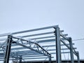 Building construction from metal trusses. lattice structure of the frame of