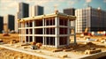 building construction project, construction business, construction site for the construction of a large multi-story building,