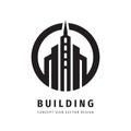 Building construction real estate concept logo template. Property management city town symbol. Abstract design sign. Royalty Free Stock Photo