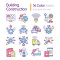 Building construction RGB color icons set Royalty Free Stock Photo