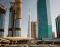 Building construction site and Burj Khalifa at Dubai Royalty Free Stock Photo