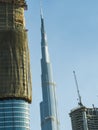 Building construction site and Burj Khalifa at Dubai Royalty Free Stock Photo