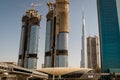 Building construction site and Burj Khalifa at Dubai Royalty Free Stock Photo