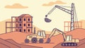Building Construction Site with Excavator, Symbolizing Urban Development, vector design Generative AI Royalty Free Stock Photo