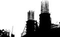 building construction site silhouette large steel columns Royalty Free Stock Photo