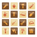 Building and Construction Tools icons over brown background Royalty Free Stock Photo