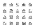 Buildings vector line icons. Isolated collection of building icon on white background. Buildings symbol vector set Royalty Free Stock Photo