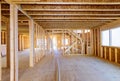 Building construction, wood framing new home under construction roof being built Royalty Free Stock Photo