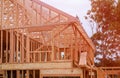 Building construction, wood framing new home under construction roof being built Royalty Free Stock Photo