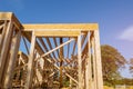 Building construction, wood framing new home under construction roof being built Royalty Free Stock Photo