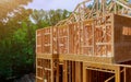 Building construction, wood framing structure at new property development